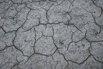 A shot of the mud cracked and dry during the extreme hot summer, looks like out of space surface