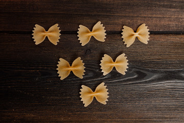 pasta in the form of bows on the table