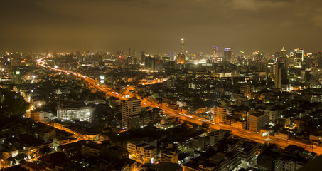 Fototapeta na wymiar Bangkok downtown top View at Night