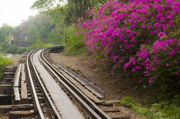 Fototapeta na wymiar The Death Railway or The Thailand-Burma railway on World War II