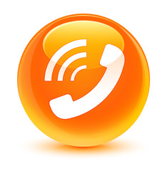 Phone ringing icon glassy orange round button