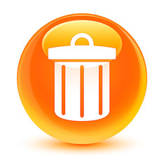 Recycle bin icon glassy orange round button