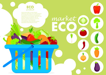 Eco products poster vector illustration. Bio and eco nutrition concept.