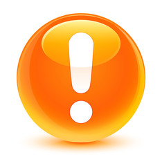 Exclamation mark icon glassy orange round button