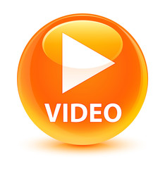 Video glassy orange round button