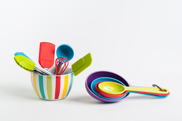 bright fun colorful kitchen baking utensils