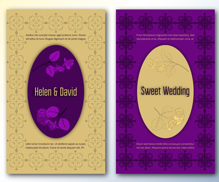Set wedding cards.  template , gift certificate, party invitation, congratulation. save the date - Powered by Adobe