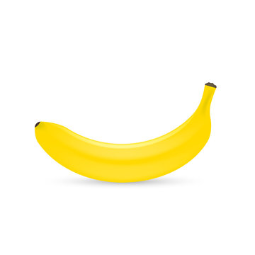 Realistic Banana. Ripe banana isolated on white background. Vector illustration. 
