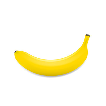 Realistic Banana. Ripe banana isolated on white background. Vector illustration. 