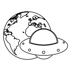 earth world UFO image outline vector illsutration eps 10