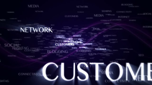 Social Network Keywords Text Animation, Rendering, Background, Loop, 4k
