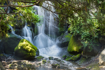 Waterfall is under long exposure