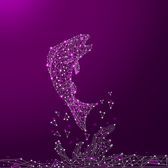 Fototapeta premium Low poly fish illlustration on purplebackground