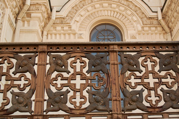 Church fence detail with cross motif