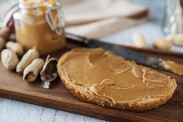 Peanut butter sandwiches food background