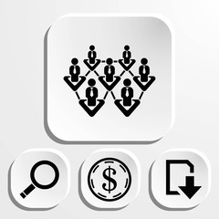 Business people team crowdy walk silhouette concept businesspeople group human resources over world map background vector icon