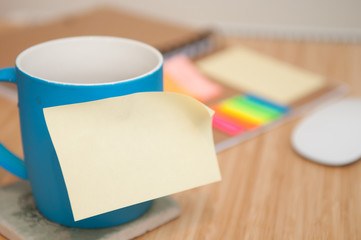 blank paper note on a table with copy space to add your own text