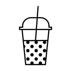 milkshake outline icon, refreshing beverage glass symbol, plastic cup with straw and cup	