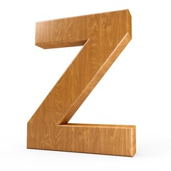 3d Rendering wood material letter Z isolated white background