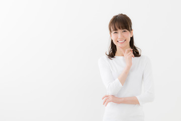 portrait of young asian woman isolated on white background