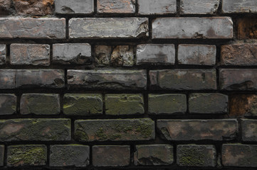  darkness in an old ruined brick wall