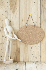 wooden puppets on a wood background, vintage filtered Images