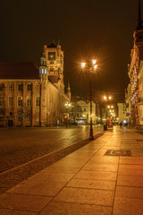 Fototapeta na wymiar Historical architecture in Old Town of Torun at night. Poland. Europe.