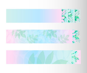 Fototapeta na wymiar Foliage banner set, azur pink green colors