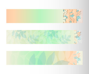 Fototapeta na wymiar Foliage banner set, peach green colors