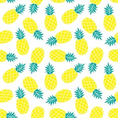 Pineapple vector background. Summer colorful  tropical textile print.