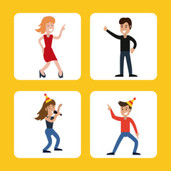 people funny party karaoke dance vector illustration eps 10