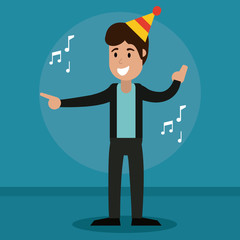 man cheerful dance party vector illustration eps 10