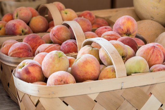 Peaches For Sale At Farmers Market