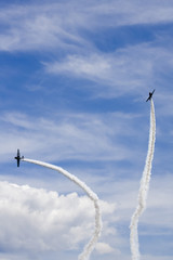 Two A plane performing in an air show