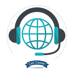 call center globe connection headphones vector illustration eps 10