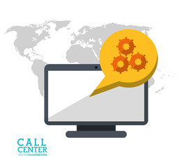 call center technology computer digital support vector illustration eps 10