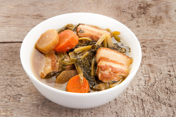 Chinese vegetable stew in the pot cooked by Thai people (Jabchai)