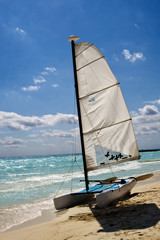 Fototapeta premium Sailboat is wating for sailing