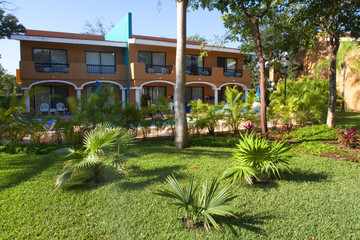 View of house with tropical plants
