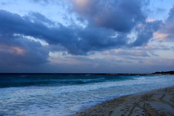 Caribbean sea shore at sunrise