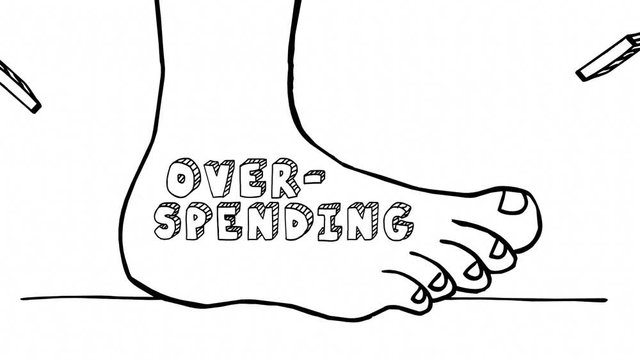 Budget Overspending Foot Stomping Crushing Word 3d Animation