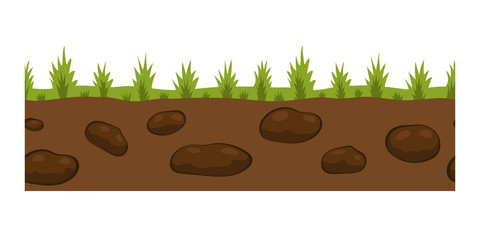 Cross section ground slice isolated some piece nature outdoor ecology underground and freestanding render garden natural geologist earth vector illustration.