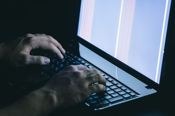 Russian hacker hacking the server in the dark