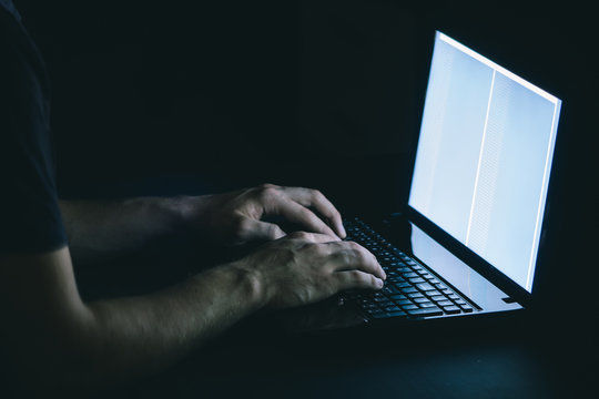 Russian hacker hacking the server in the dark