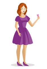 woman holding a menstrual cup with a dress