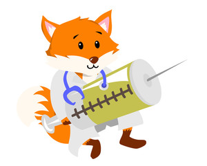 Cute Fox Doctor Illustration Suitable for Education, Card, T-Shirt, Social Media, Print, Book, Stickers, and Any Other Kids Related Activities