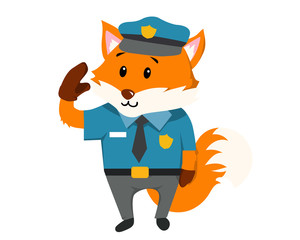 Cute Fox Police Illustration Suitable for Education, Card, T-Shirt, Social Media, Print, Book, Stickers, and Any Other Kids Related Activities