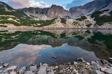 Plakat Reflection of Sinanitsa Peak in the lake, Pirin Mountain, Bulgaria
