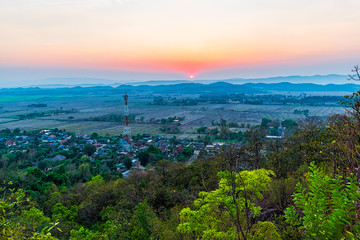 Obraz premium Sunset on the mountain in Chiang Rai,North of Thailand