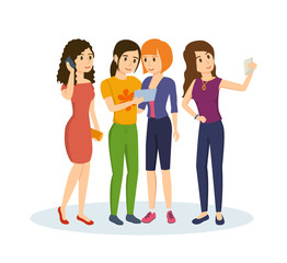 Fototapeta premium Friends share information, memories with each other after their travels.